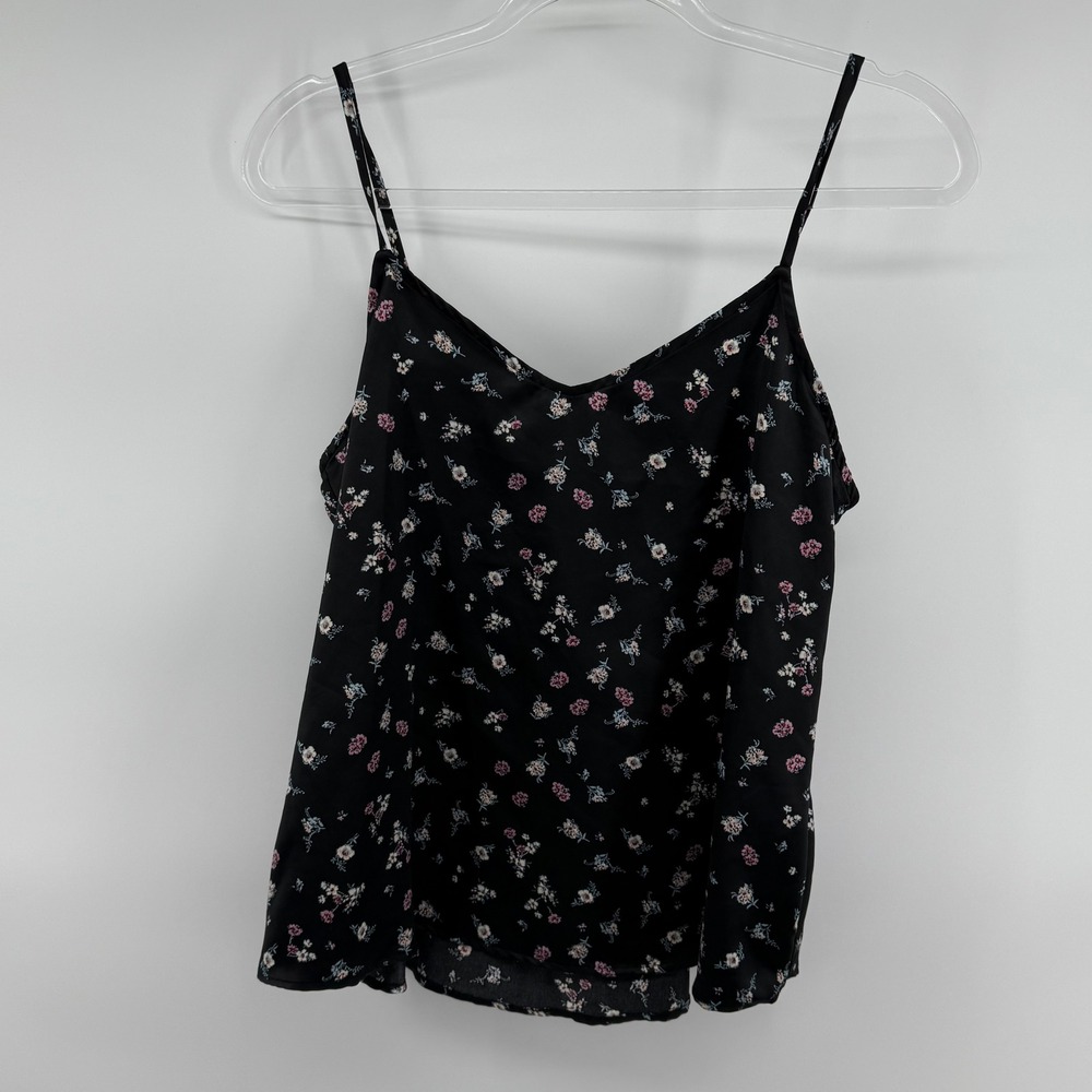 Wild Fable Black Floral Spaghetti Strap Cami V-Neck Tank Top Small